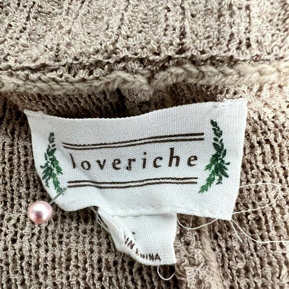 Loveriche Womens Cardigan Sweater Tan Long Sleeve Knit Open Front Pockets Small - Picture 10 of 10